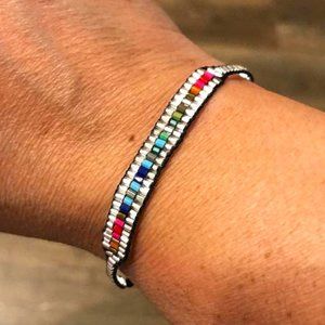 Stella & Dot Multi Colored Bead Pull String Bracelet